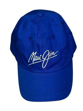 Maui Jim Royal Blue Signature Script Live Aloha Baseball Cap NWOT